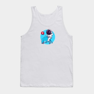 Cute Asrtronout With Dolphin Cartoon Tank Top